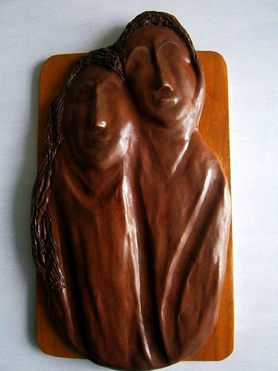 The two of us and time - ceramic relief ..