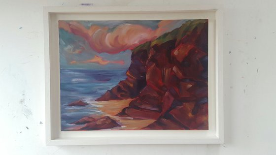 The Colourful Cliffs of rocky Bay, Co.Cork - FREE SHIPPING