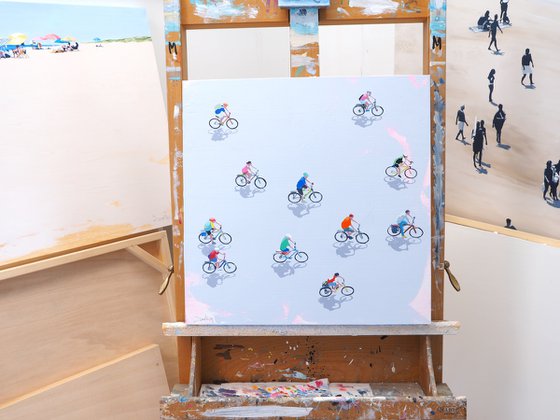 Riding on a bike