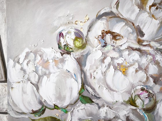 Peonies painting textured art