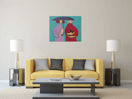 Two under an umbrella.