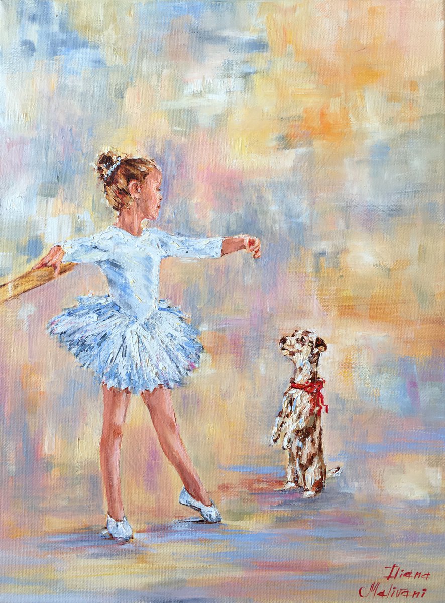 Impressionistic Portrait Oil Painting By Diana Malivani, 12 X 16, La Lecon De Ballet, Original Artwork