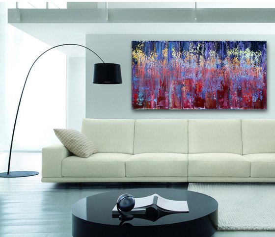 "Sound Wave" - FREE WORLDWIDE SHIPPING - Original Large PMS Oil Painting On Canvas - 48 x 24 inches