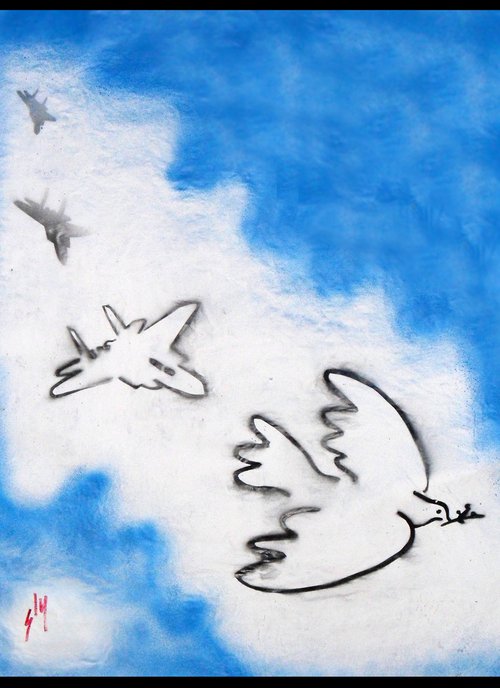 Dogfight Dove (on plain paper). by Juan Sly