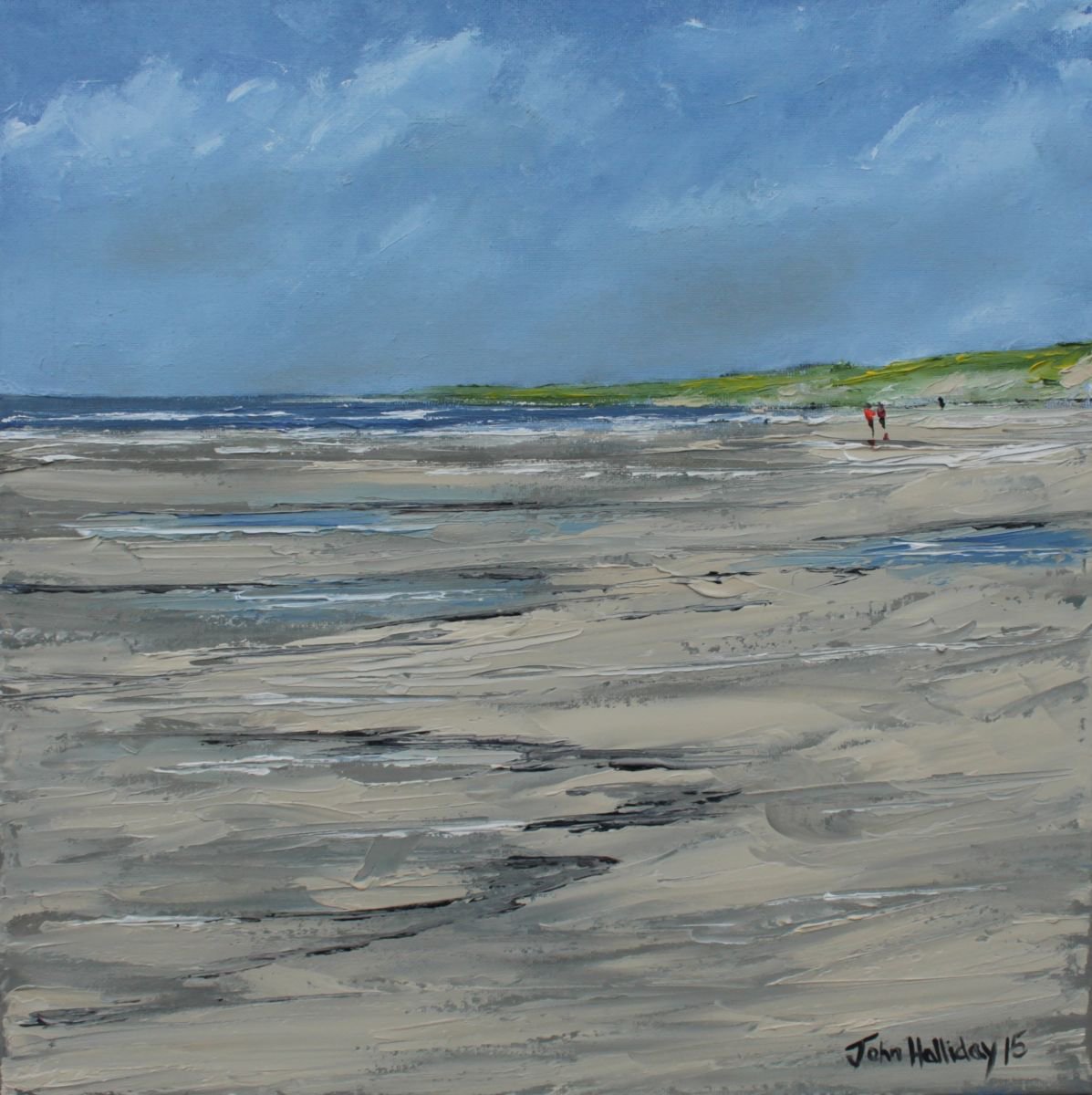 Impressionistic Landscape Oil Painting By John Halliday, 16 X 16, Autumn Afternoon, North Coast, Original Artwork