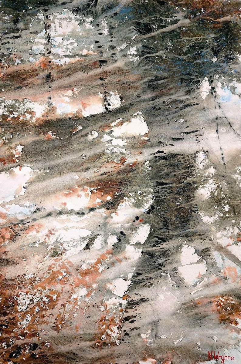 Abstract Landscape Watercolour By Neil Wrynne, 15 X 22", Sideways Glance, Original Artwork