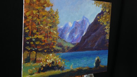 Among Of The Altai Mountains - original sunny landscape, painting