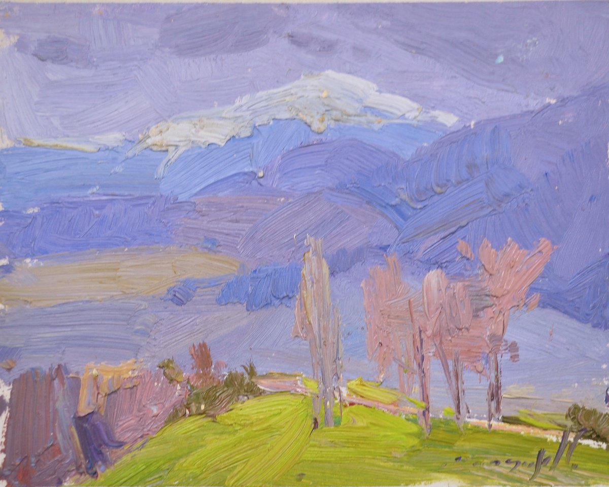 Impressionistic Landscape Oil Painting By Alexander Shandor, 10 X 7, Early Spring, Original Artwork