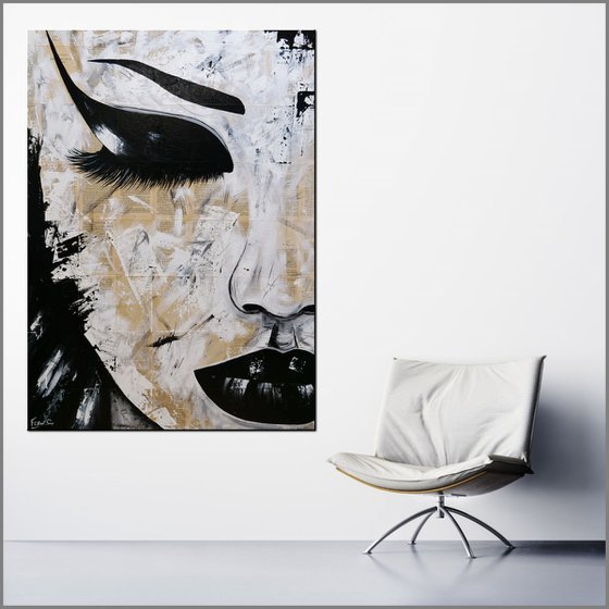 Serene Aesthetic 140cm x 100cm Geisha Textured Abstract Realism Art