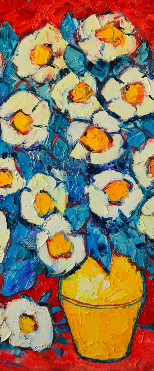 ABSTRACT WHITE WILD ROSES by ANA MARIA EDULESCU