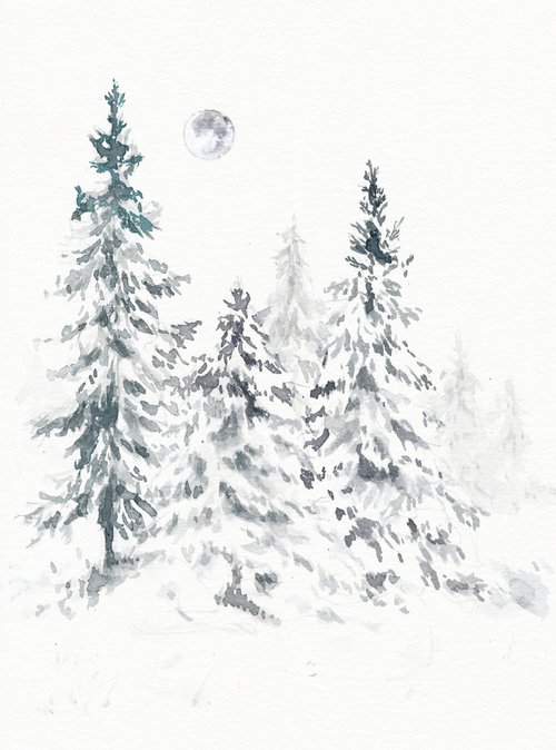 Trees and snow by Doriana Popa