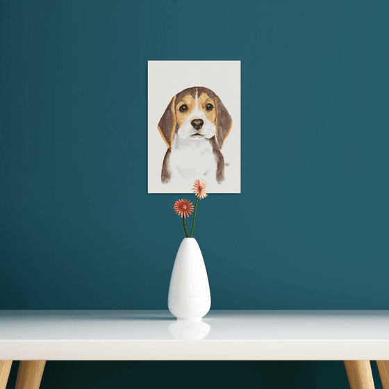 Cute Beagle Puppy Dog Portrait