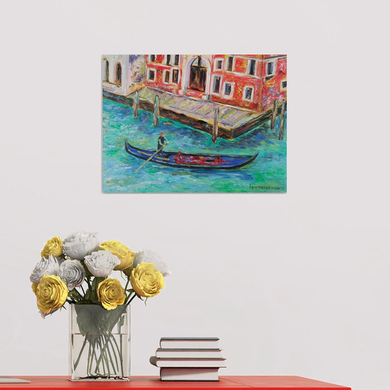 "A Gondolier" Venice and its Canals Original Oil Painting - Italian Landscape