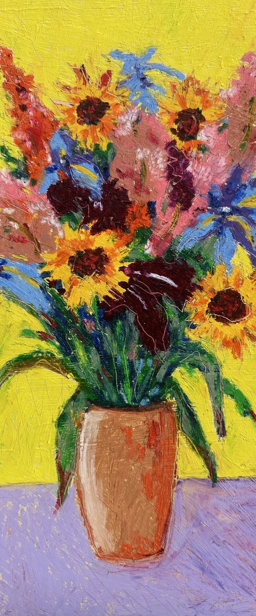 Bouquet on a Yellow Background by Irina Anis