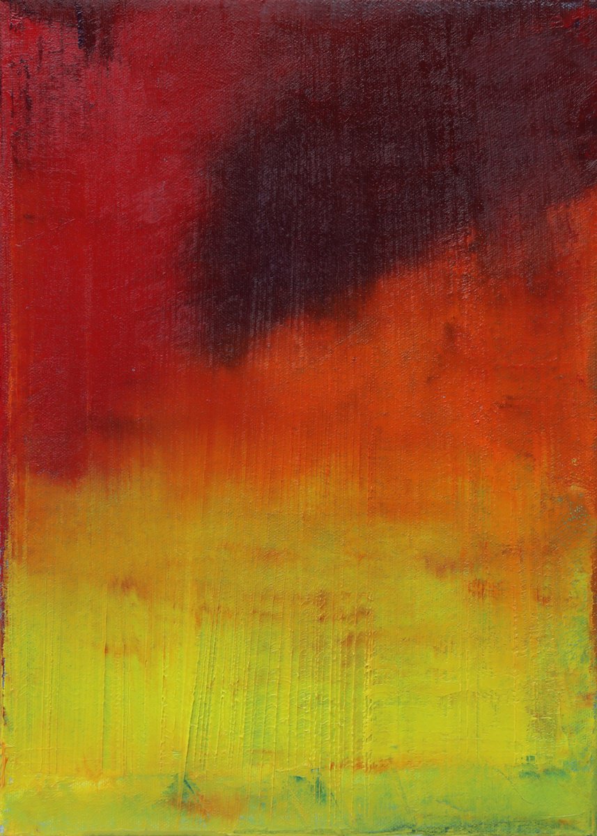 Abstract Landscape Oil Painting By Howard Sills, 10 X 14, Passing Summer Rain, Original Artwork