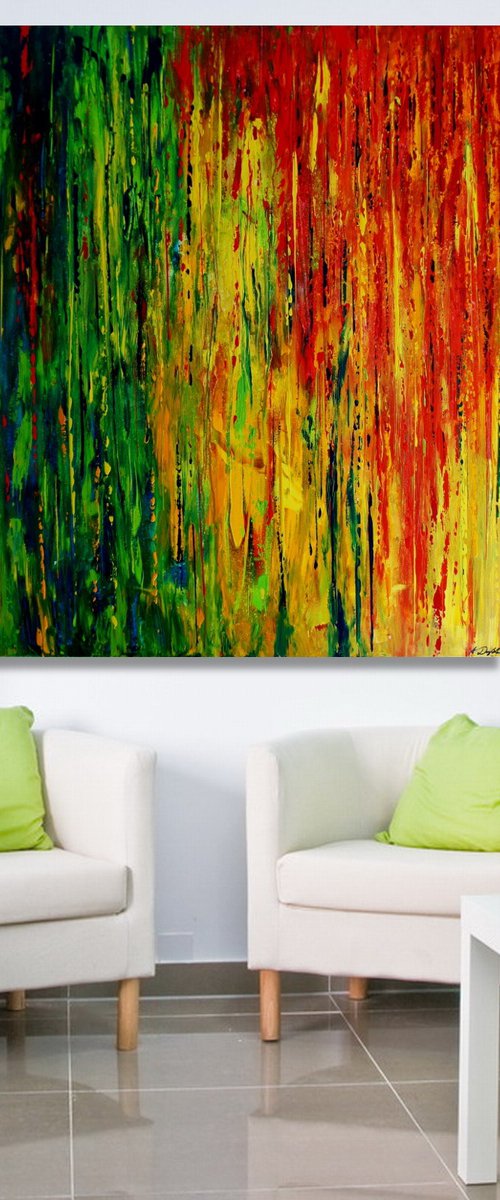 Rainbow Rain (100 x 120cm) (40 x 48 inches) XXL by Ansgar Dressler