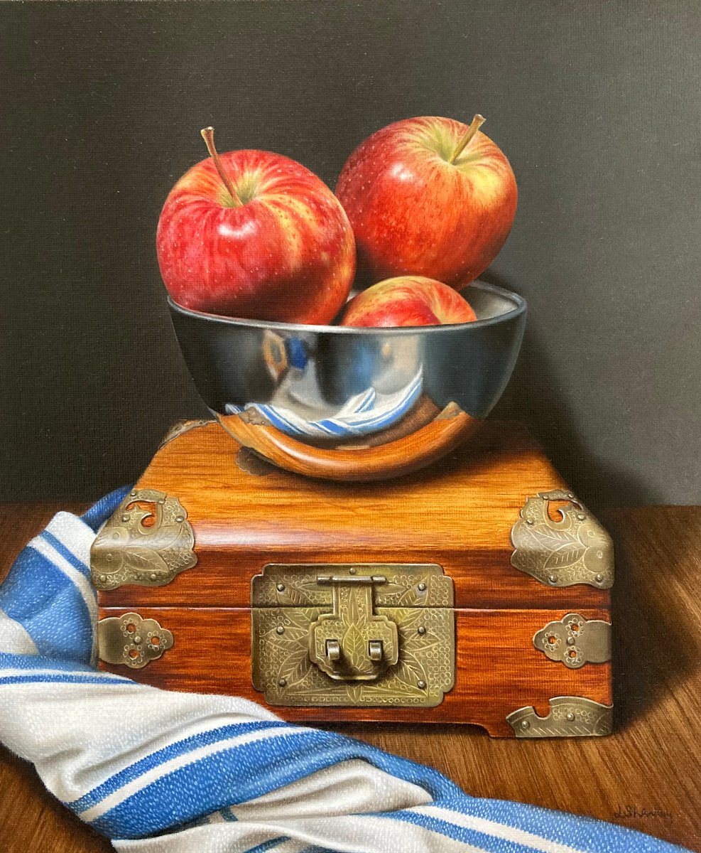Apples in a Silver Bowl by Lorna Sharkey