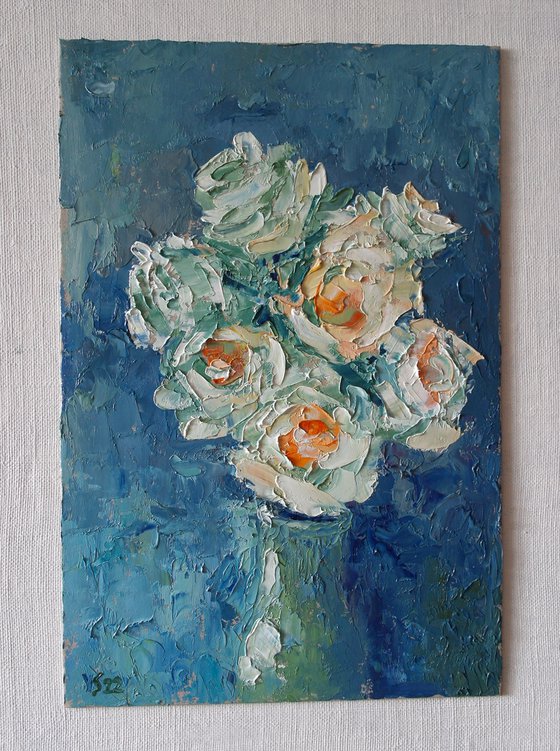 White Roses in Vase