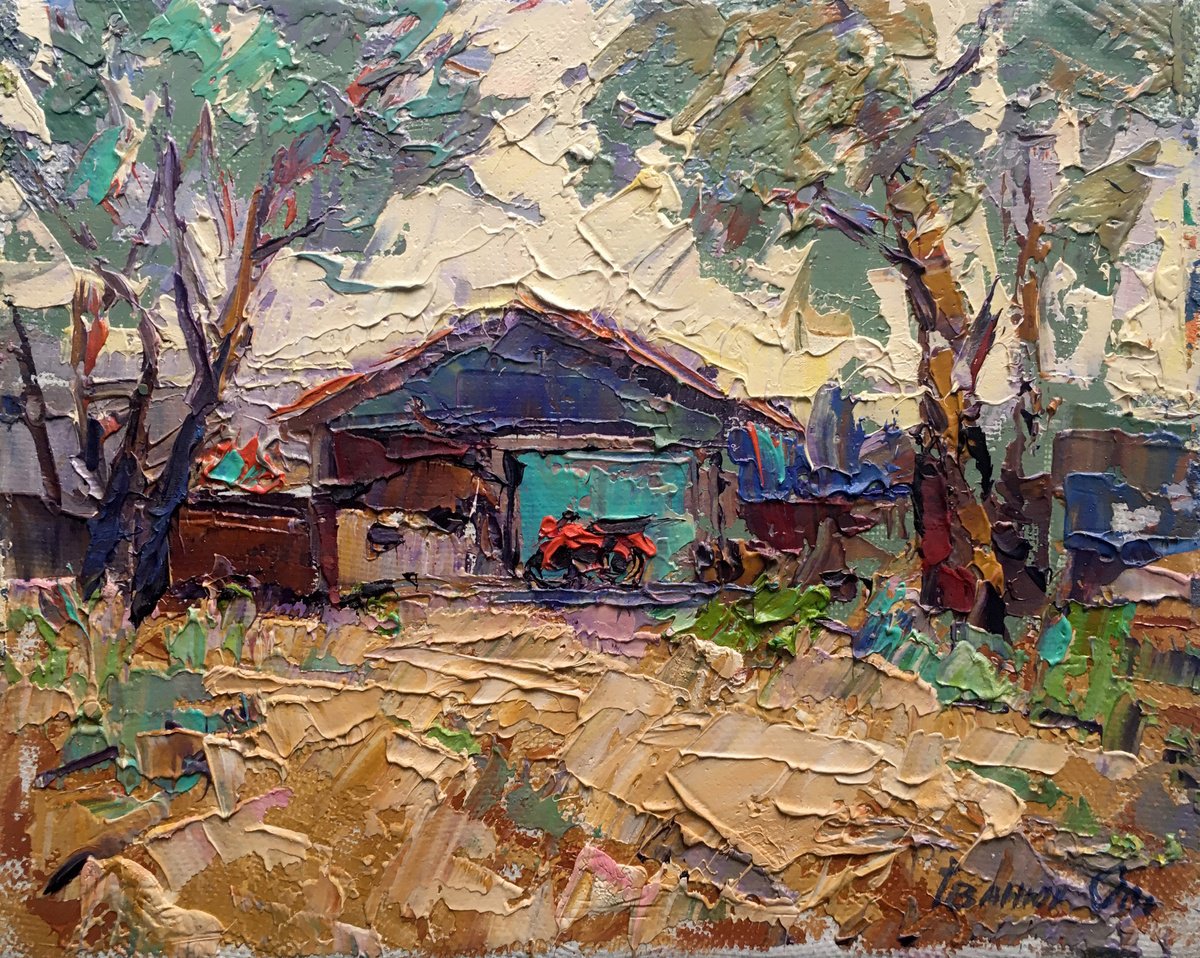 Impressionistic Landscape Oil Painting By Kalenyuk Alex, 10 X 8", In The Shade Of The Trees, Original Artwork