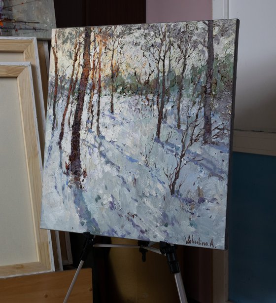 Winter  forest - Original oil painting