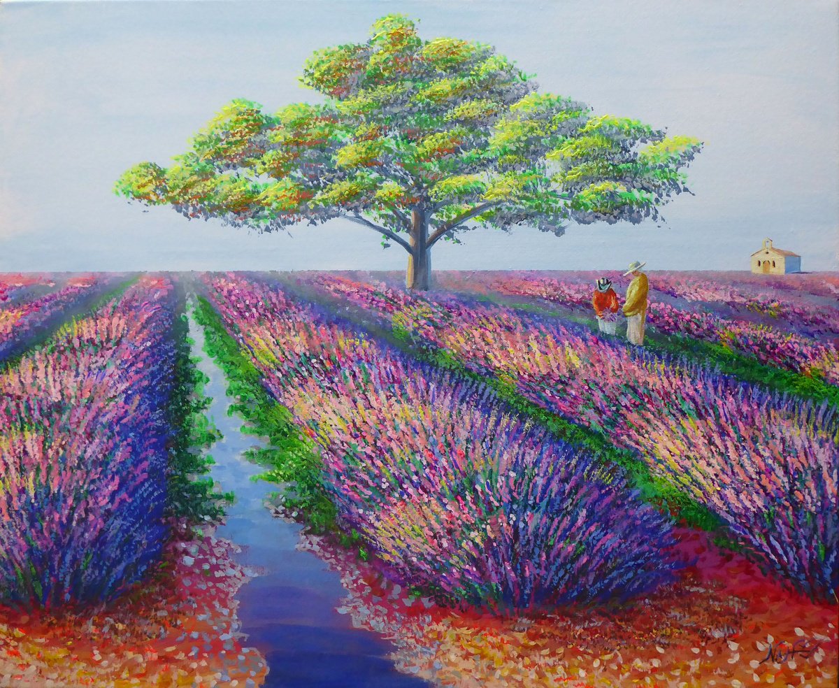 Impressionistic Landscape Acrylic Painting By Narek Hambardzumyan, 29 X 24", Eukterion Field, Original Artwork