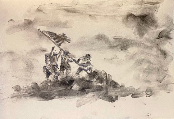 US marines raising of the flag on Iwo Jima