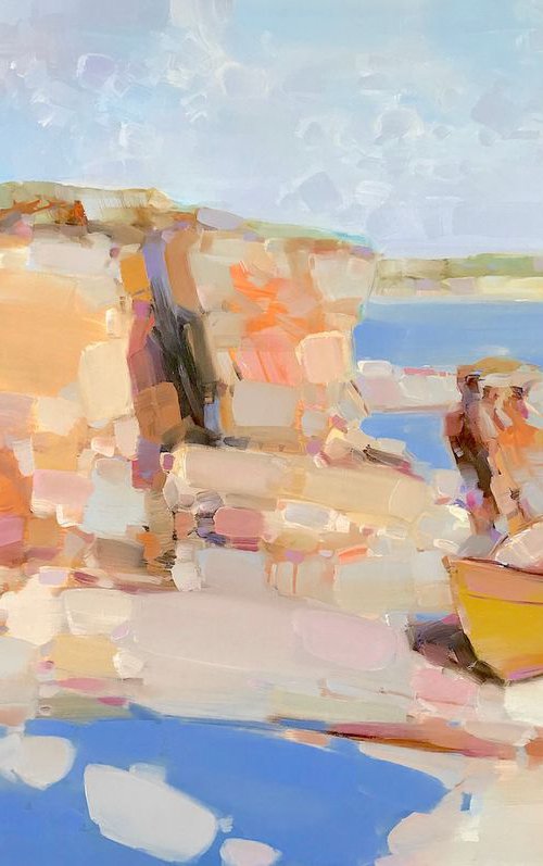 Cliffs Island, Original oil painting, Handmade artwork, One of a kind by Vahe Yeremyan