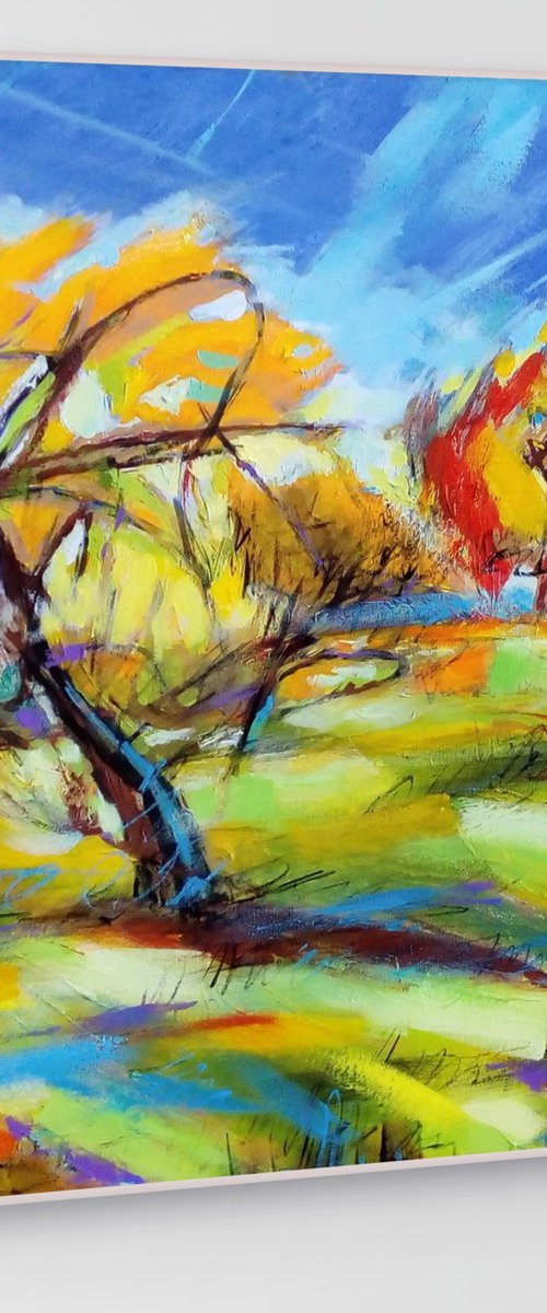 Abstract apple trees on a bright by Evgen Semenyuk