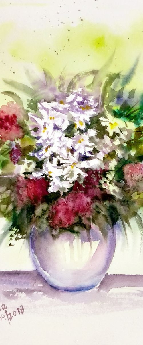 Vase of Wild Summer Flowers by Asha Shenoy