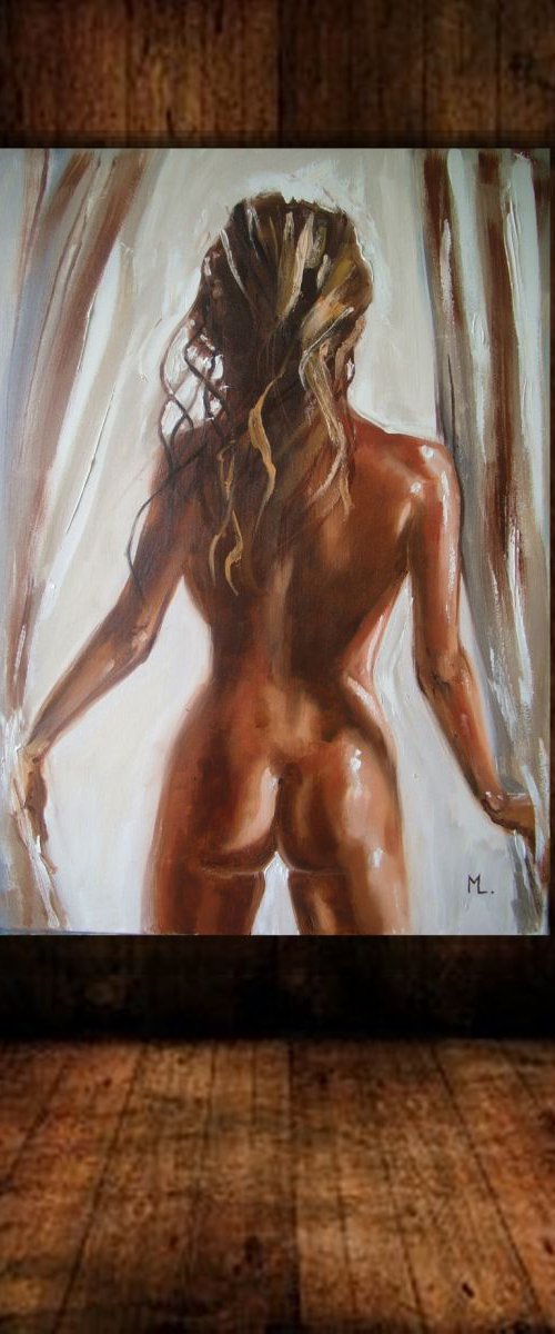 " WHERE ARE YOU ... " - original oil painting on canvas, palette knife by Monika Luniak
