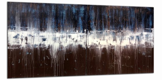 Big Blue & Brown (96x48in diptych)
