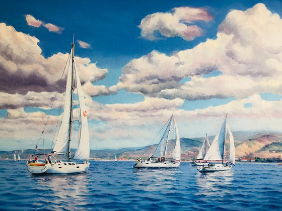 Seascape with Sailboats 30