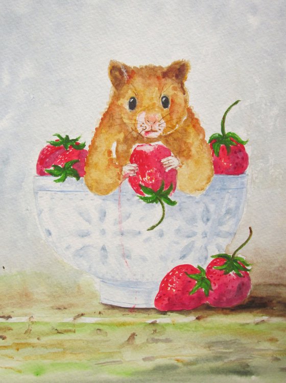 Strawberries and Cute Animal