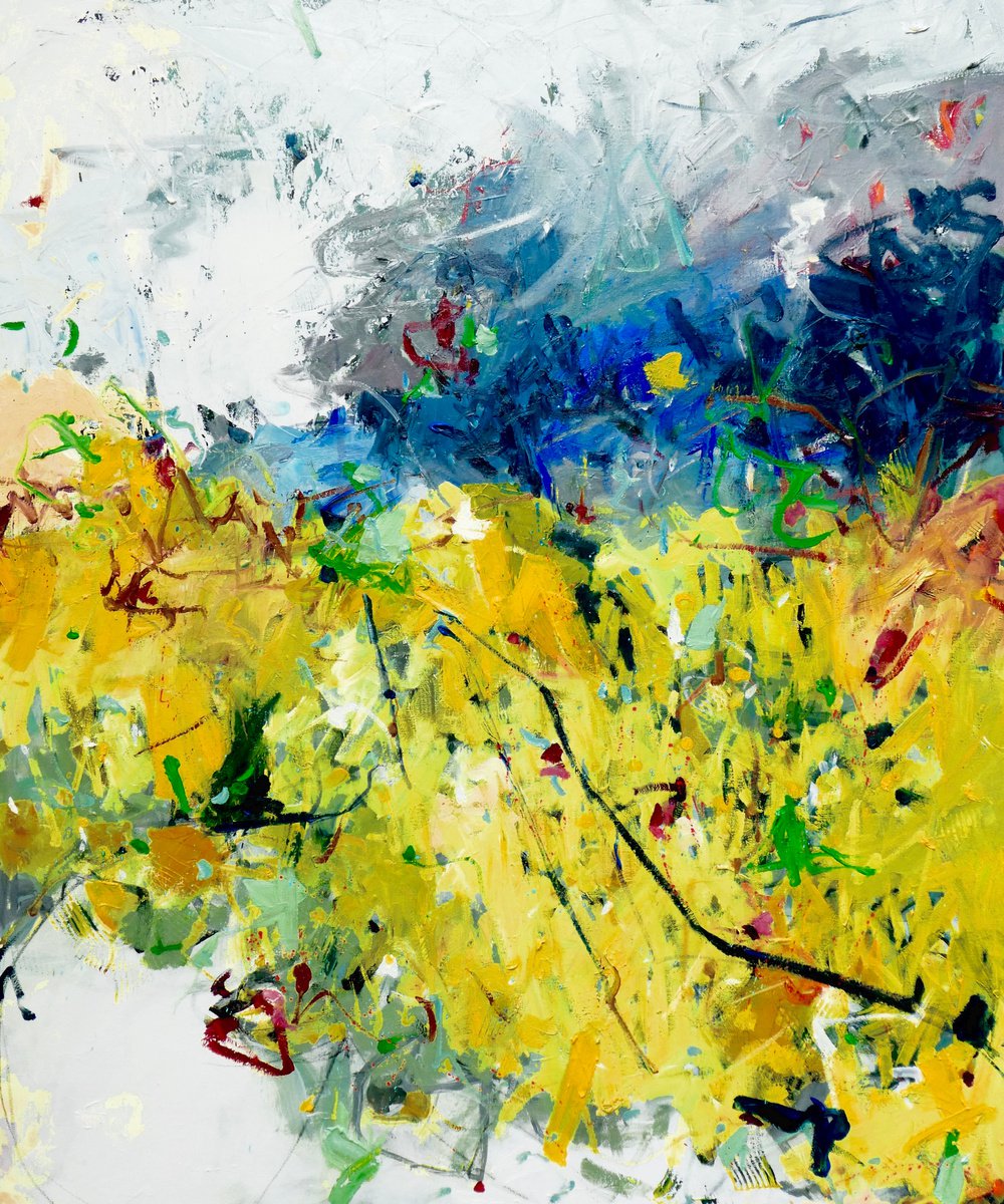 Abstract Landscape Painting By Irene Wilkes, 39 X 47, Meadow Walk, Original Artwork