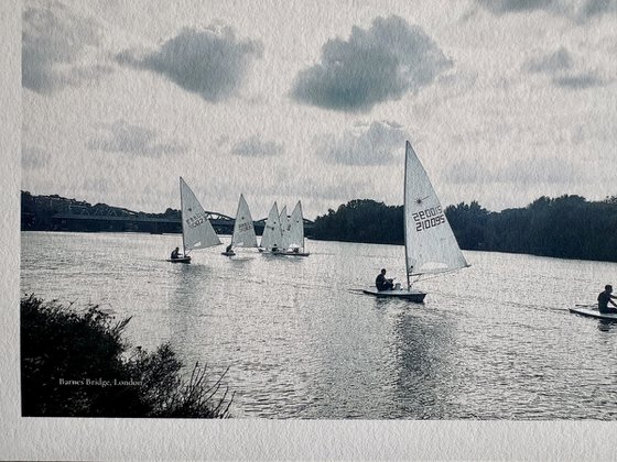 Sailing on the River Thames in cloudy London