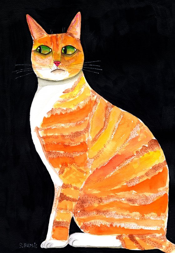 Side Eyed Ginger Orange Cat Whimsical