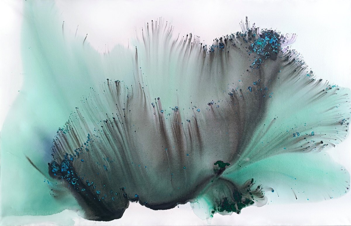 Abstract Landscape Acrylic Painting By Muriel Napoli, 63 X 39", Nature 381, Original Artwork