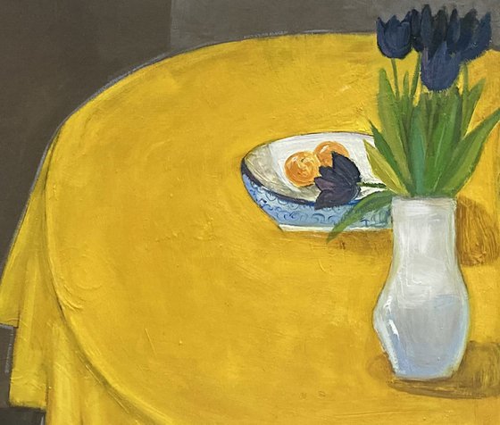 Tulips on a Yellow Table