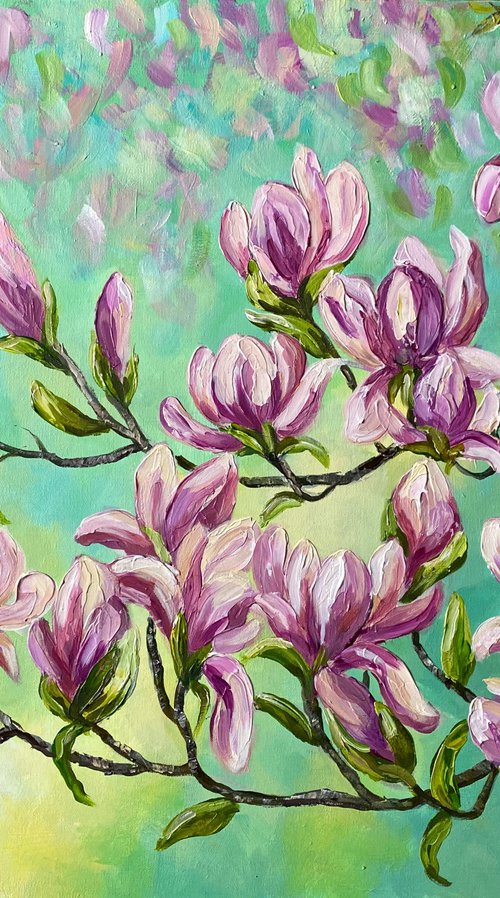 Beneath Magnolias -Spring landscape by Colette Baumback