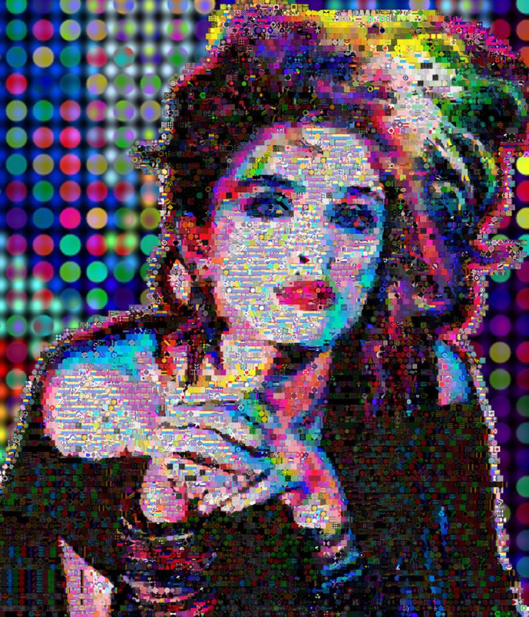 Portrait Collage By John Lijo Bluefish, 51 X 60, Madonna-Borderline-M- Collage, Original Artwork