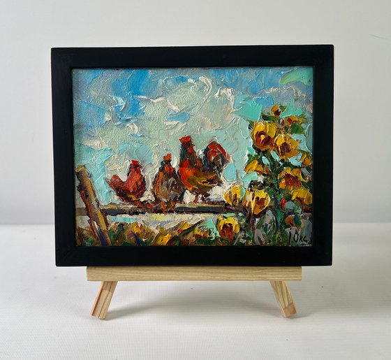 Morning rooster crowing