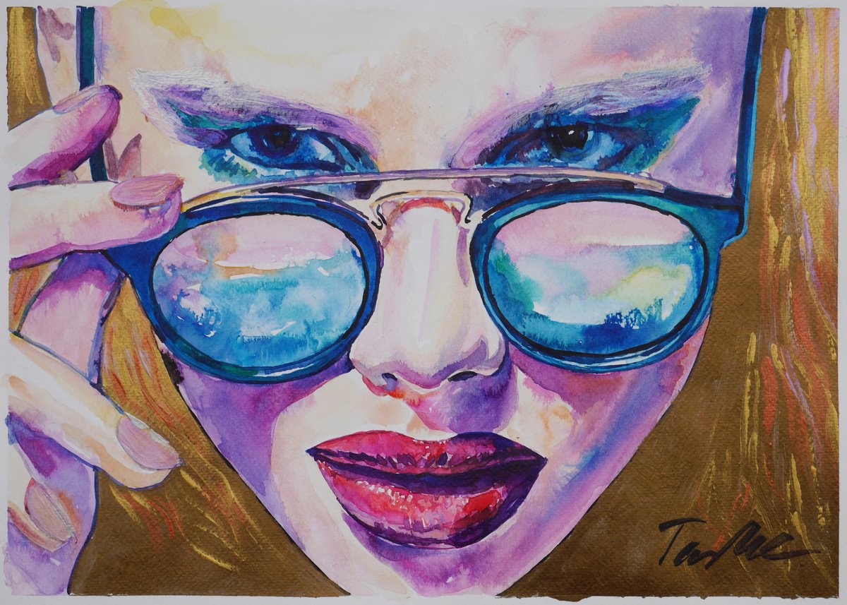 Urban And Pop Painting , Golden Lady / 30X42Cm By Tashe, 17 X 12, Artwork For Sale On Artfinder