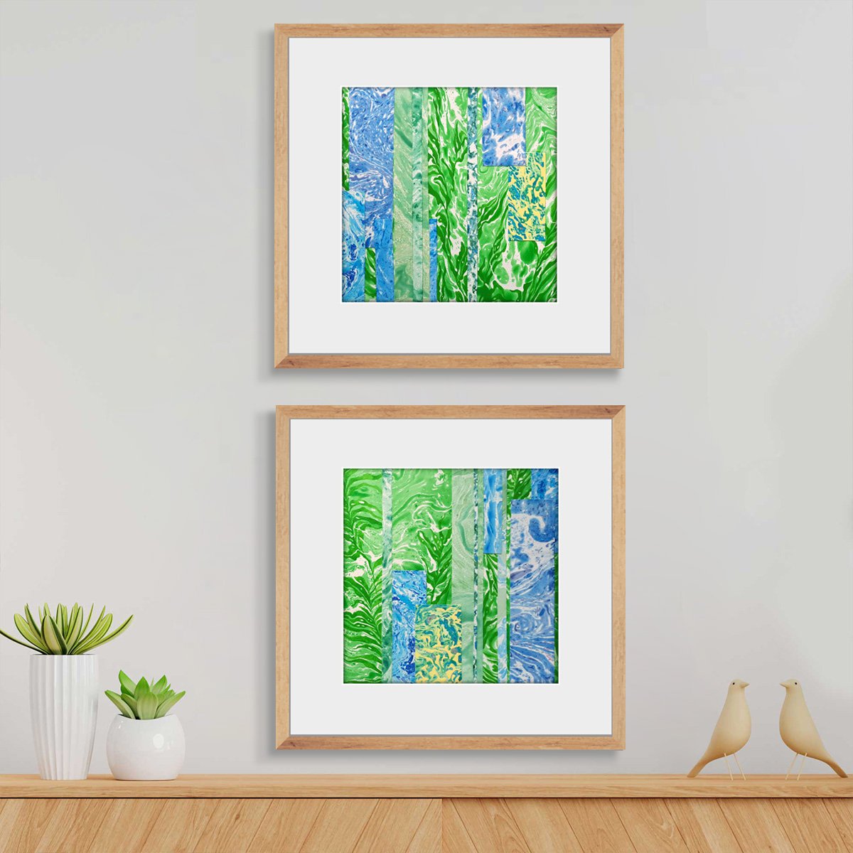 Tropical Waterfall, Set Of 2 By Mariia Raskin, 20 X 10, Artwork For Sale On Artfinder