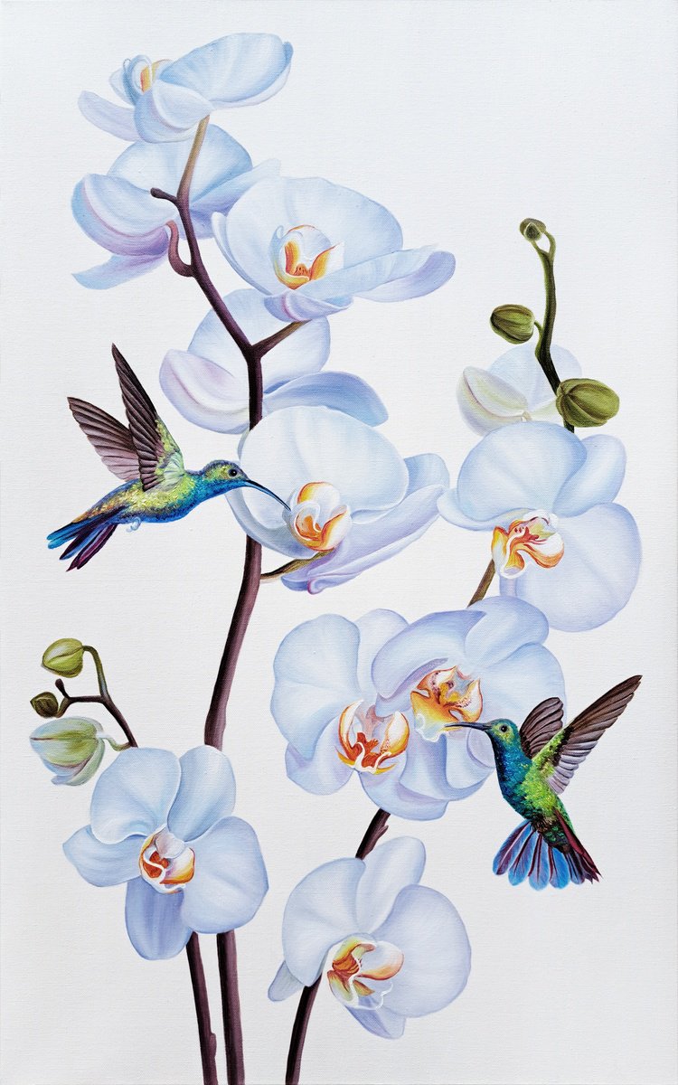 Harmony, orchid and birds art by Anna Steshenko