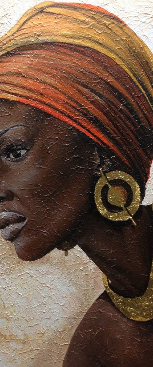 African womn portrait. 24 carat gold. by Eka Peradze