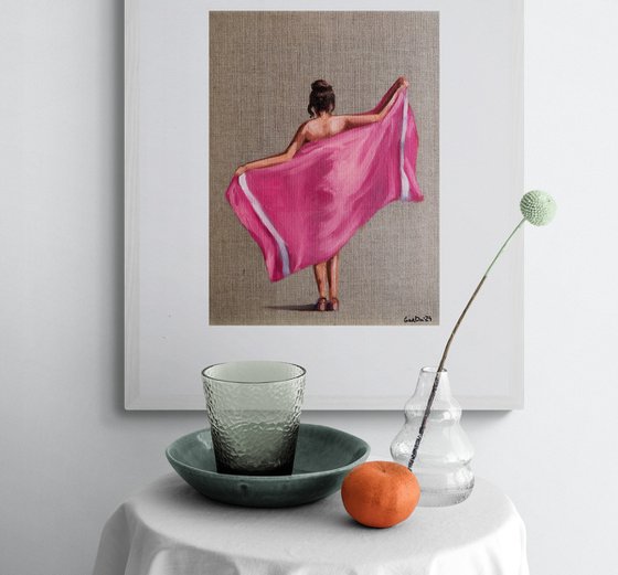 Woman with Pink Towel