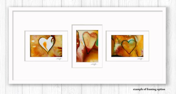 Heart Collection 24 - 3 Small Matted paintings by Kathy Morton Stanion