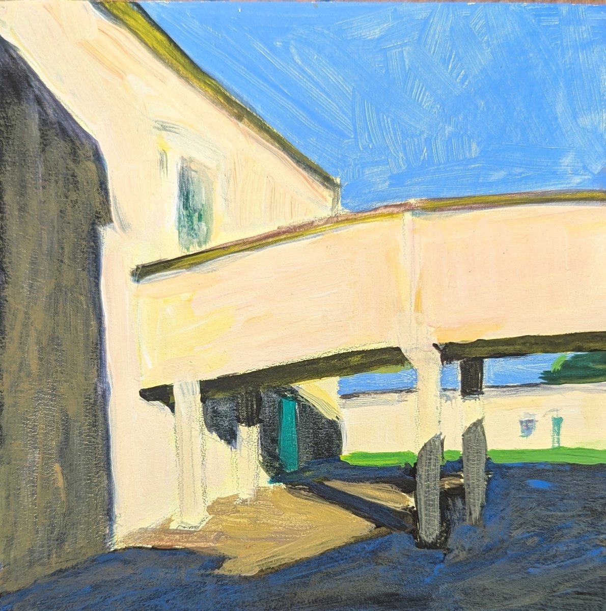 Impressionistic Landscape Oil Painting By Olga Samar, 6 X 6", Old Factory, Original Artwork