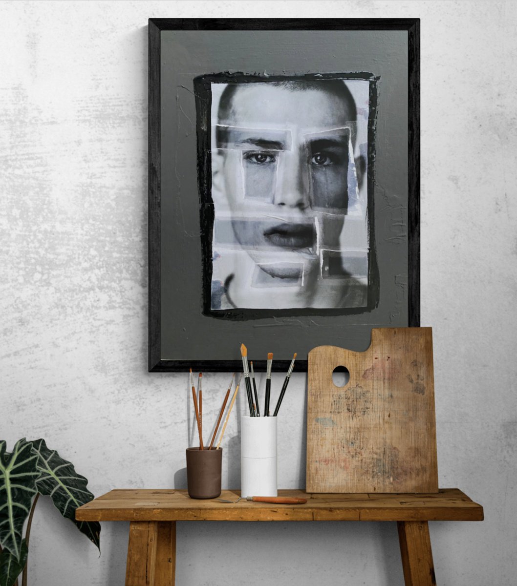 Urban And Pop Portrait Painting By Jerome Cholet, 20 X 28, Eyes Diptych, Original Artwork