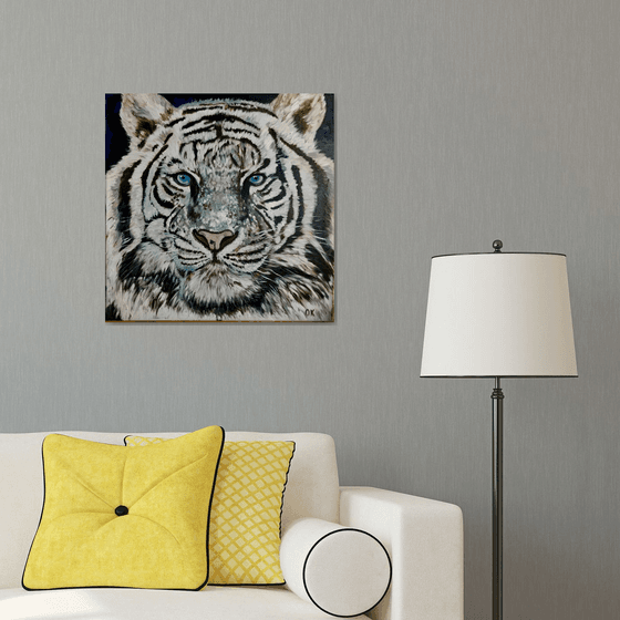 WHITE TIGER. MODERN URBAN ART OFFICE ART DECOR HOME DECOR GIFT IDEA  LARGE SIZE